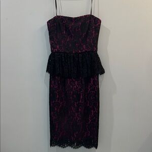 Elegant Black and Pink Lace Dress